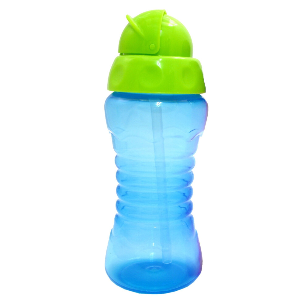 - Flexi Soft Silicone Straw Sipper Flip Top Bottle Cup (Blue/Green)