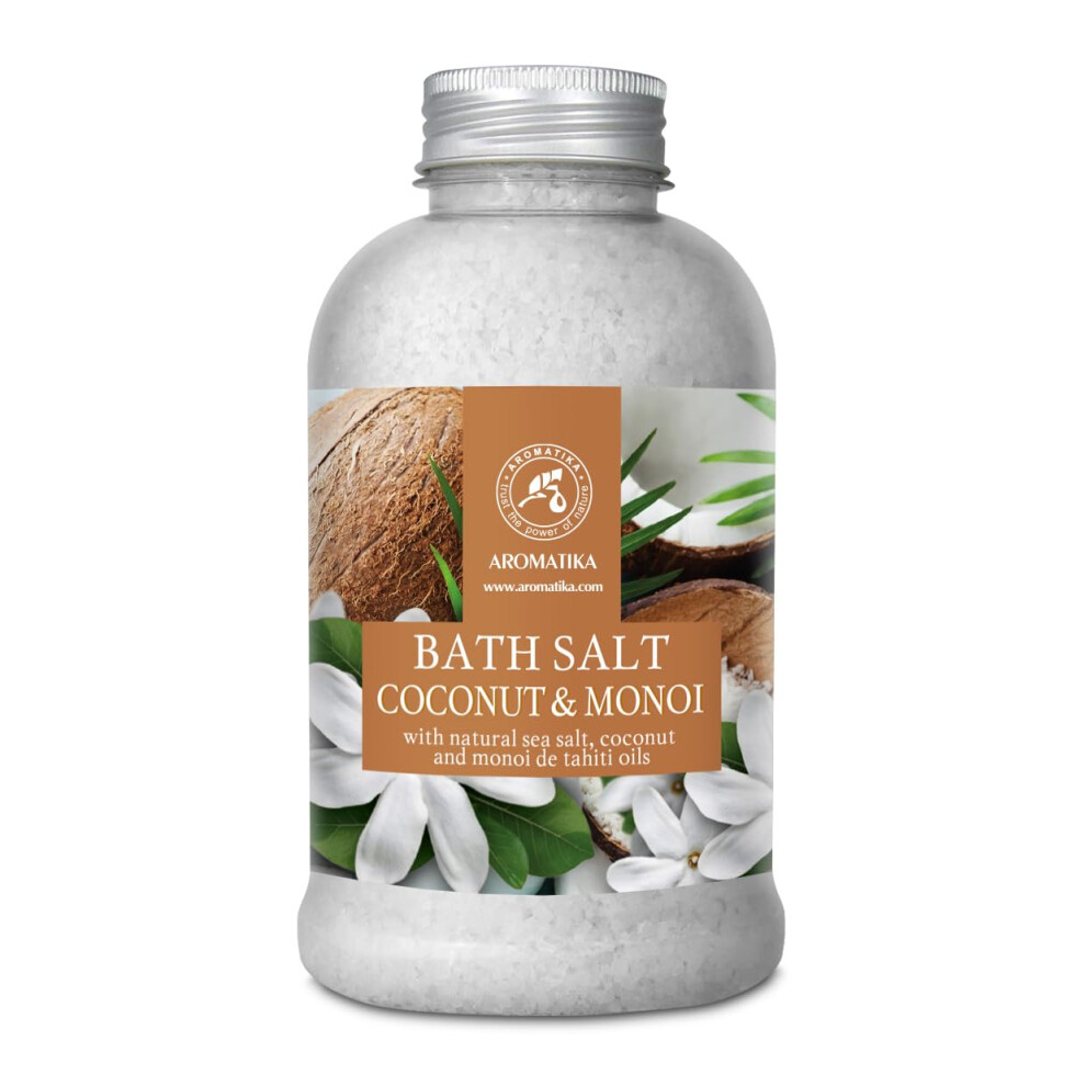 Aromatika Trust The Power Of Nature Bath Salt Coconut & Monoi 600G - Natural Sea Salt - Bath Additive With Monoi De Tahiti And Coconut Oil - Soothing & Relieves Fatigue - Relaxation
