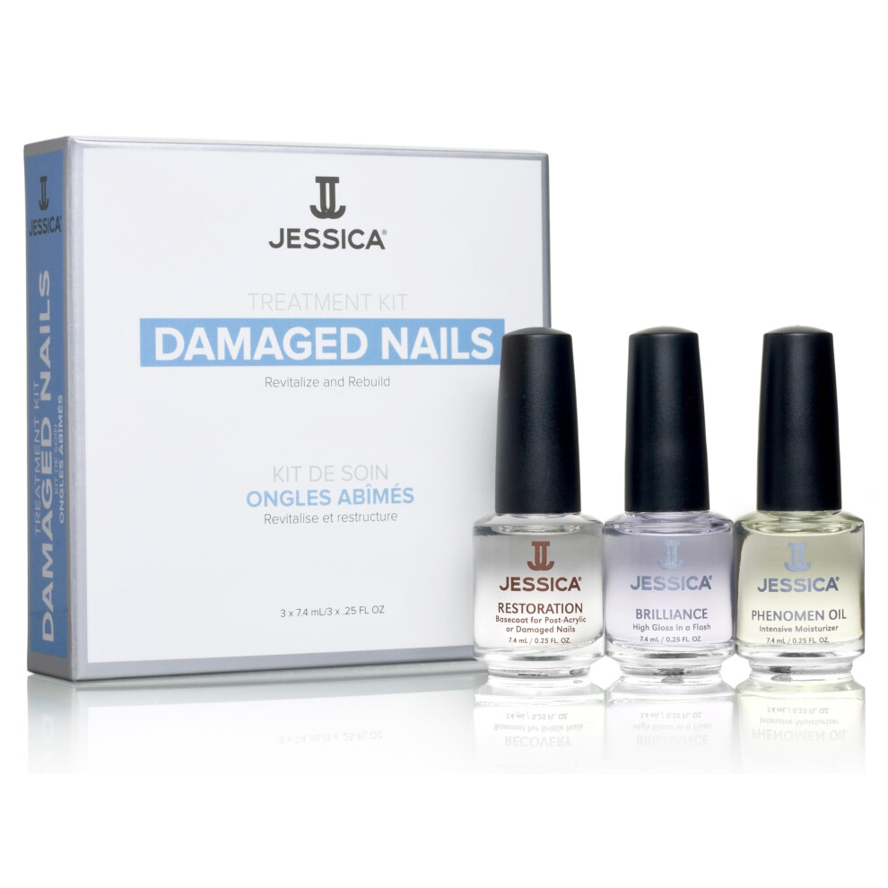 Treatment Kit for Damaged Nails | 3-Step Nail Repair Kit for Broken & Damaged Nails | Nourishing Nail Care Kit for Weak Nails | Complete Nail Care