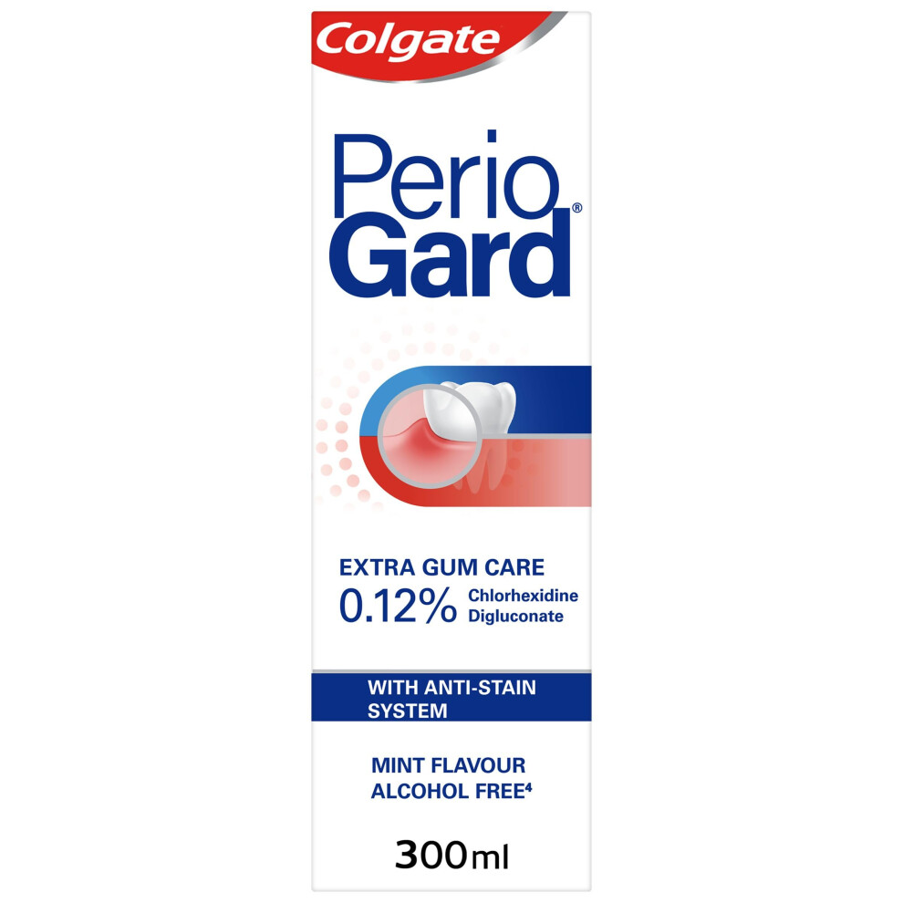 PerioGard Chlorhexidine 0.12% Mouthwash 300ml Gum Care mouthwash clinically Proven to Reduce Plaque Bacteria Antibacterial Action Anti-Stain System