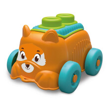 Animal Baby Sensory Puppy Dog Orange-Soft Building, Clemmy Blocks Kids 6 Months, Bricks Washable, Construction Set, Development & Activity Toy, Made