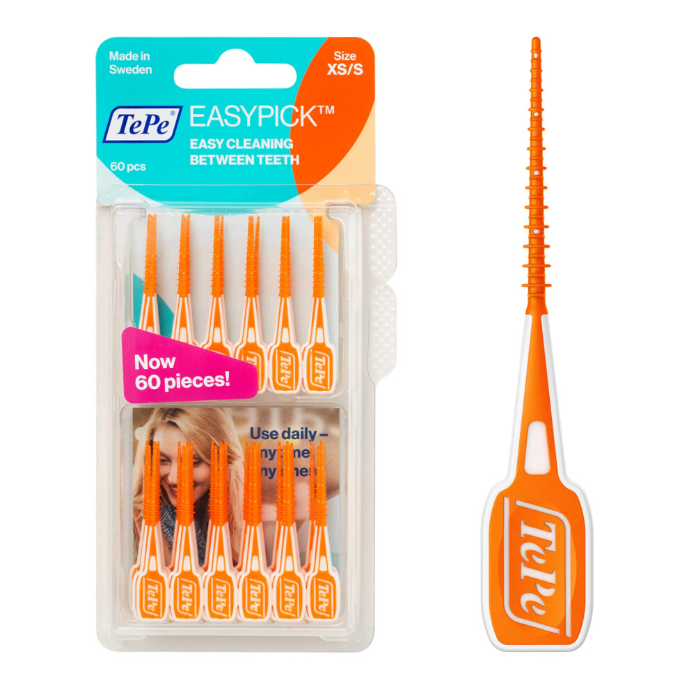 EasyPick Toothpicks, Orange, ISO XS-S, 60pcs, Dental Plaque Removal Tool, efficient and Easy Cleaning Between The Teeth, toothpicks for Narrow Gaps