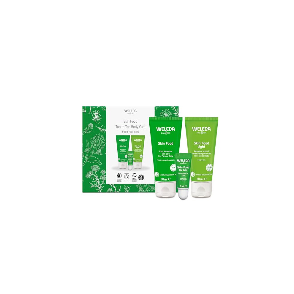 Skin Food Top to Toe Gift Set, Skin Care Set - Skin Food Original 30ml, Light 30ml & Lip Balm, for Women & Men, Multiple Uses, 100% Certified Natural,