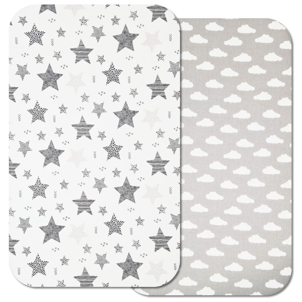 Next To Me Crib Sheets - 2Pcs Baby Crib Sheets Set - 100% Organic Cotton To Fit Bedside Cribs - Made In Europe – 83 X 50 Cm (83X50cm, Grey Selemavi