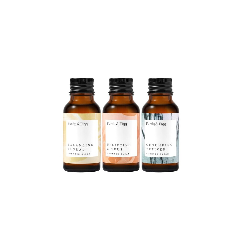 Purdy & Figg | Counter Clean Mixed Refill Kit | All Natural Gentle Non Toxic Organic Essential Oils Multipurpose Cleaner | Citrus Floral Vetiver L Home Kitchen