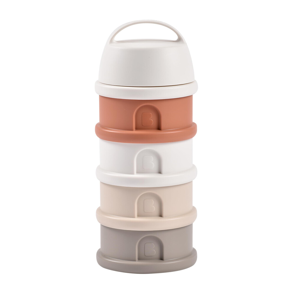 BEABA, Formula Dispenser - Storage for Baby Milk Powder - Stackable - 4 Compartments - 100% airtight - Long-Term use as a Snack Box - Made in France -