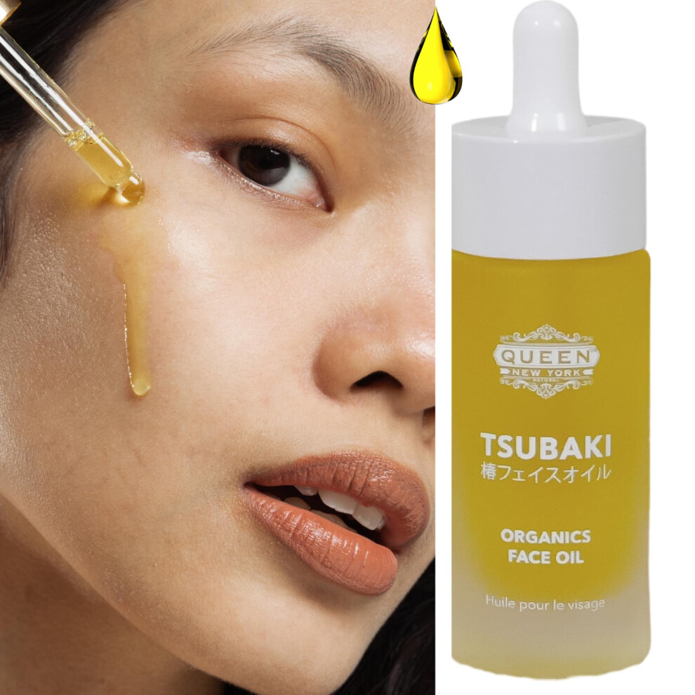 Queen Natural New York Queen Tsubaki Oil: Organic Japanese Tsubaki Face Oil, The Ultimate Natural Japanese Beauty Secret Elixir For Youthful Skin, Anti-Aging, Dewy Glow