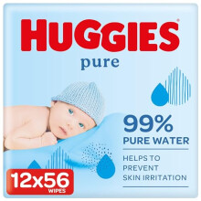 Pure, Baby Wipes, 12 Packs (672 Wipes Total) - Natural Wet Wipes for Sensitive Skin - 99 Percent Pure Water - Fragrance Free to Clean and Protect
