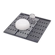 Platform Folding Over Sink Drainer, Fits Across Sink, Save Worktop Space, Quick Draining, Adjustable Folding Design, Non-Slip Feet, Anthracite