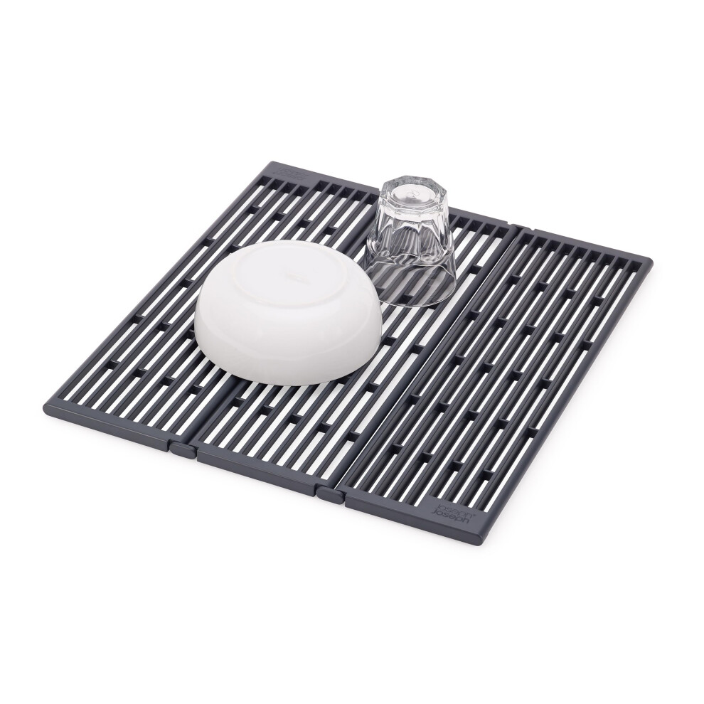 Platform Folding Over Sink Drainer, Fits Across Sink, Save Worktop Space, Quick Draining, Adjustable Folding Design, Non-Slip Feet, Anthracite