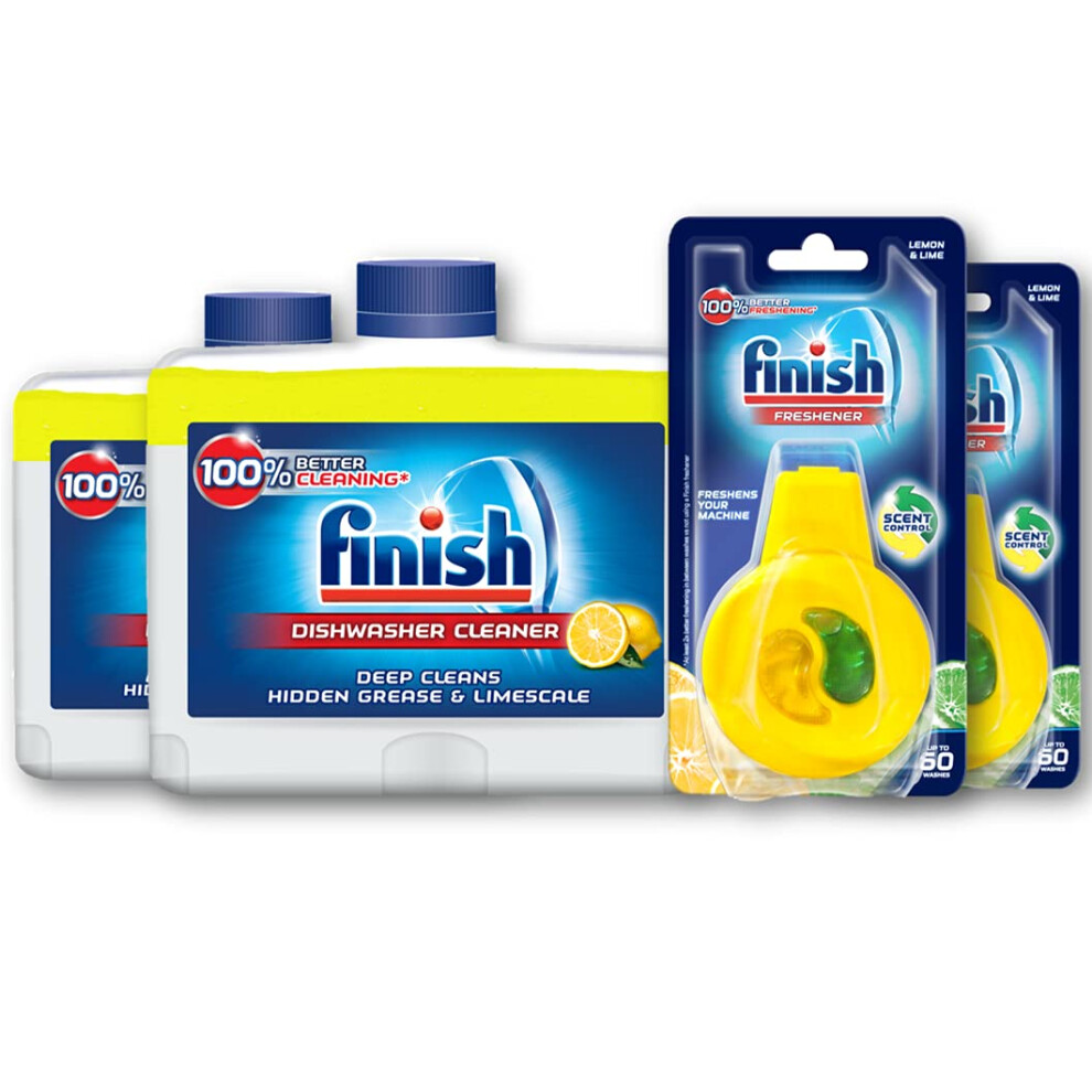 Dishwasher Freshener and Cleaner Multipack, Lemon, 2 x Dishwasher Cleaners, 2 x Dishwasher Fresheners