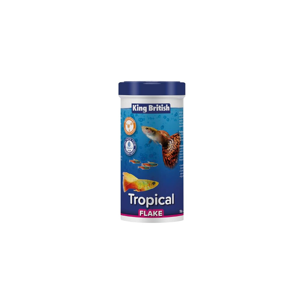 King British | Tropical Fish Flake 55G | Multi-Vitamin Complete Food | Clear Water Formula Natural Ingredients | For Tropical & Other Aquarium Fish - Image 3