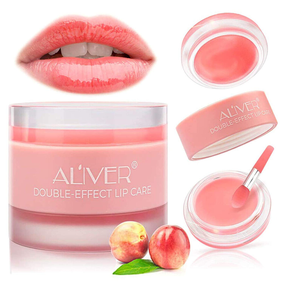 Lip Sleep Mask with Collagen Peptide, Peach Lip Scrub Overnight Moisturizer for Lip Skin Care and Lip Treatment Repairs Dry&Chapped&Peeling&Cracked
