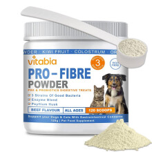 Pro Fibre For Dogs and Cats Powder - Natural Fibre Supplement Dogs Cat Treats For Gut Health, Anal Glands, Scooter Gland Treatment For Dogs, Cats With