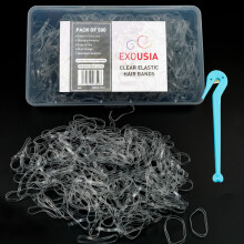 Clear Elastic Hair Bands 500pcs with box and Hook, Hair elastic bands - Plastic Hair Bands, Rubber Bands as Mini Hair Ties, Small Hair Bands, Rubber