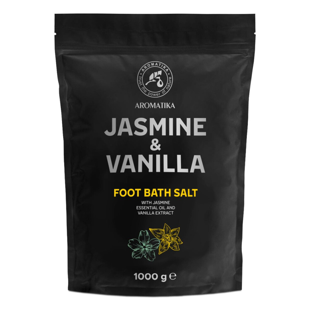 Aromatika Trust The Power Of Nature Foot Bath Salt Jasmine - Vanilla 1000G - Pedicure Foot Soak - Foot Bath Additive With Essential Jasmine Oil - Vanilla Extract - Natural Sea Salt