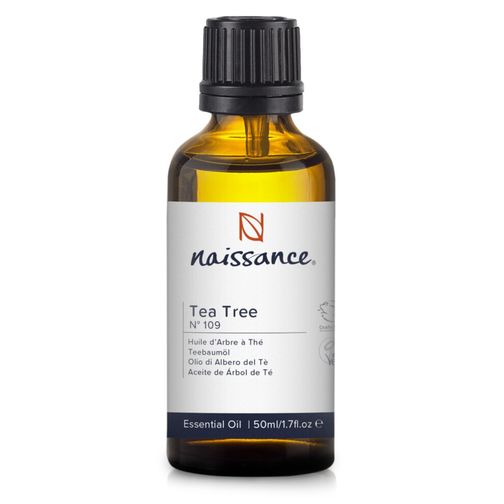 Naissance Tea Tree Essential Oil (No. 109) - 50Ml - Pure, Natural, Cruelty Free, Vegan & Undiluted - For Diffusers, Aromatherapy & Homemade Formulations