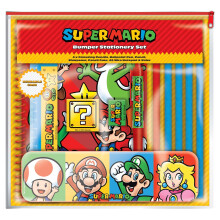 Super Mario Bumper Stationery Set - Core Colour Block Design, Comprehensive School & Office Supplies Kit - Includes Various Essential Items -