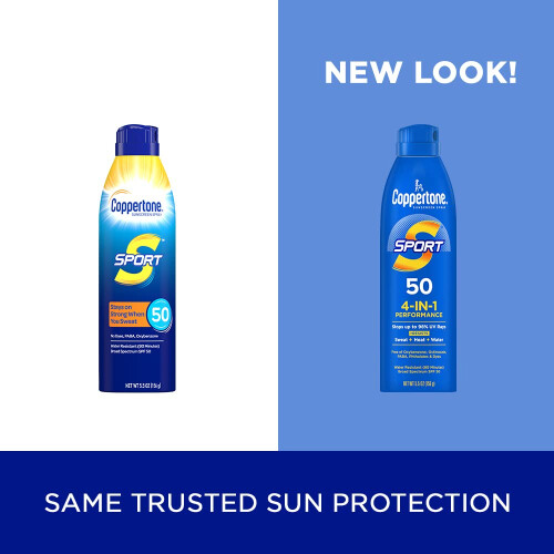 Coppertone Sport Αντηλιακό Spray SPF 50, Ανθεκτικό στο Νερό, 5.5 Oz, Συσκευασία 3 Τεμαχίων 1