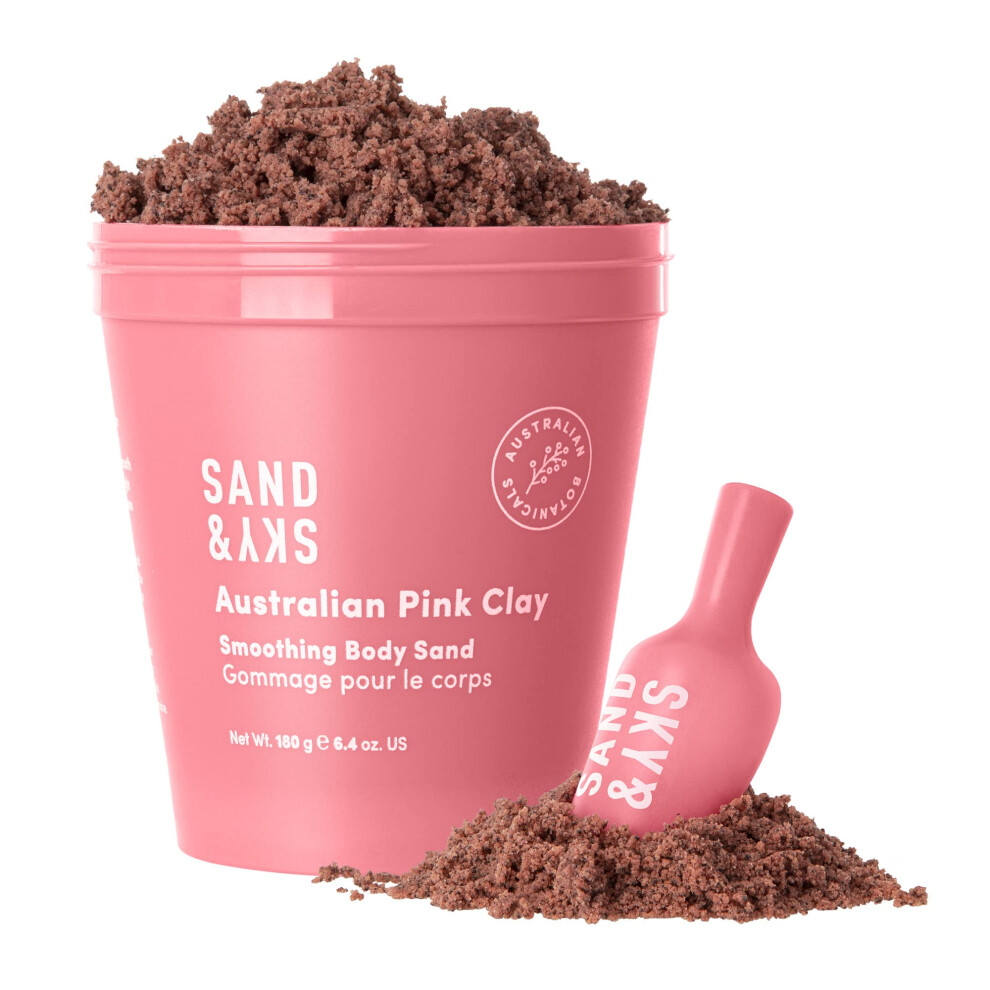Sand & Sky Pink Australian Clay Smoothing Body Sand. Organic Exfoliating Body Scrub
