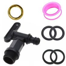 3/4" Water Butt Tap Kit with Brass Nut, Garden Water Butt Replacement Tap, Plastic Snap-Fit Hosepipe Rain Barrel Water Butts for Home Garden Water