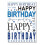 Open Birthday Card - Script Blue & Silver - 7.5" x 5.25" 004 1