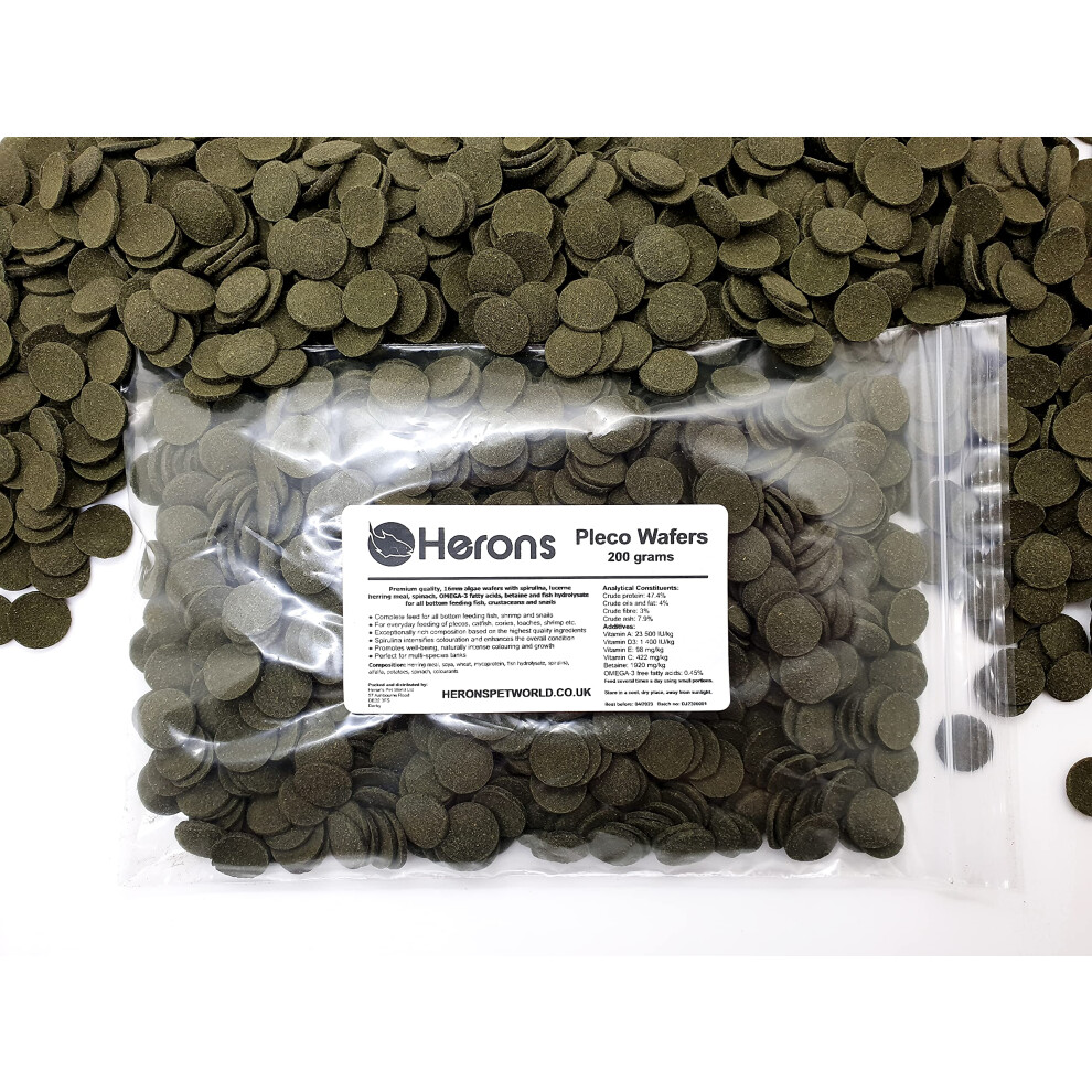 Pleco Wafers [200g] - Spirulina Algae Wafers - Fish Food For All Bottom Feeders - For Plecos, Catfish, Bristlenose