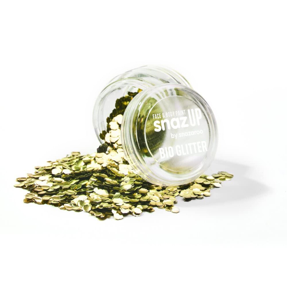Snazaroo Gold Bio Glitter Face And Body Paint, Biodegradable Chunky Gliter, Colour, 3G