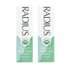 RADIUS USDA Organic Toothpaste 3oz Non Toxic Chemical-Free Gluten-Free Designed to Improve Gum Health & Prevent Cavity - Mint Aloe Neem - Pack of