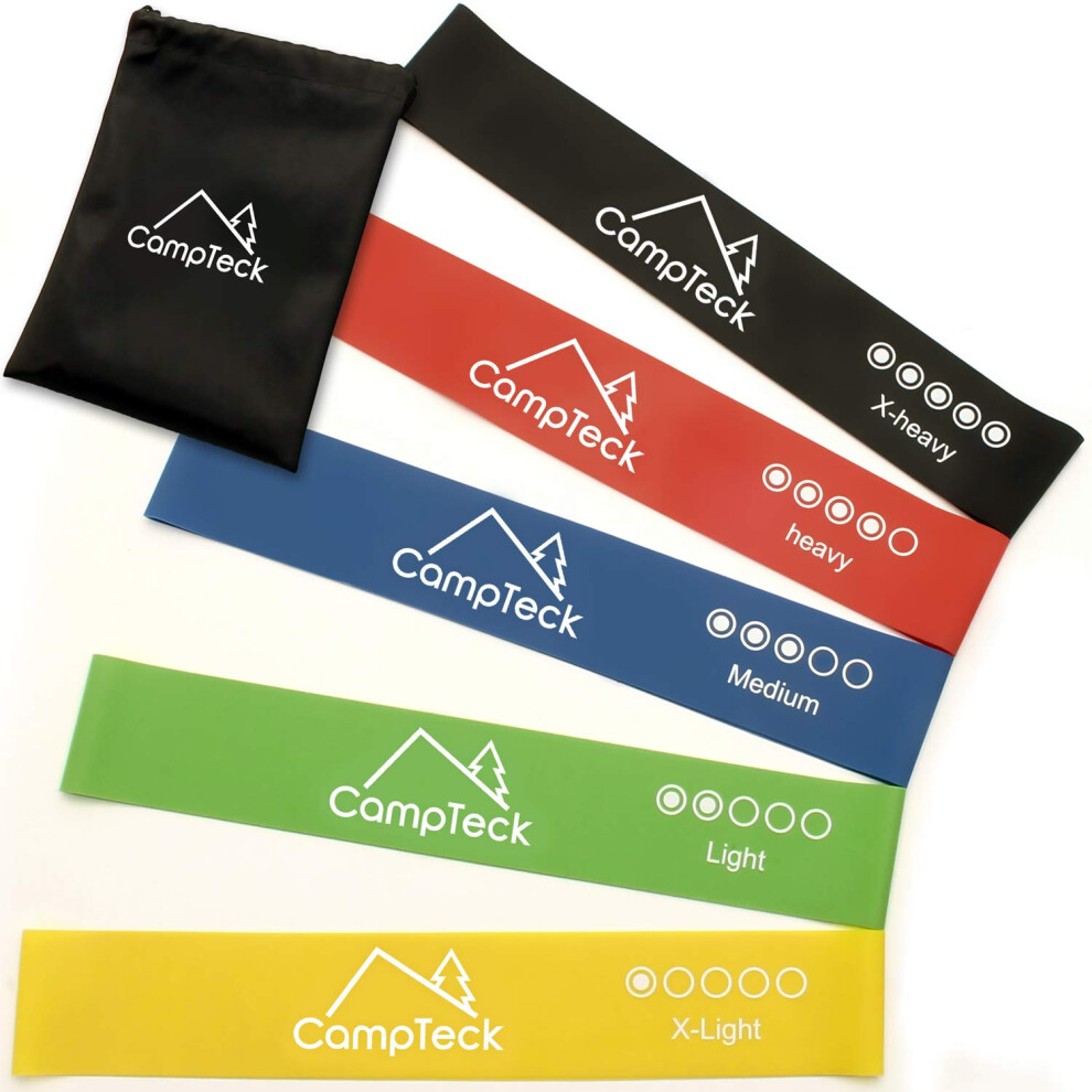 Campteck Set Of 5 Premium Latex Resistant Loop Bands Suitable For Gym Home Fitness Workout, Yoga, Pilates, Strength, Injury Rehabilitation, Physio & Mobility