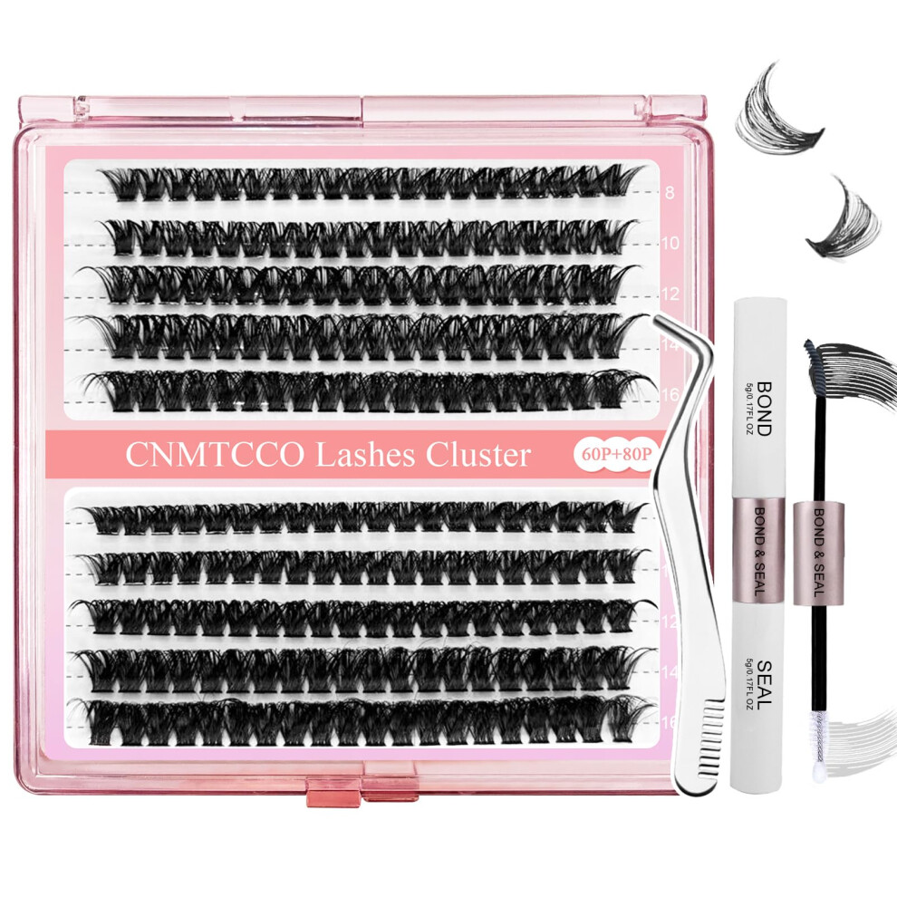Individual Lashes, Cluster Lashes, D Curl DIY False Eyelashes, Individual Reusable Soft Natural Russian Lashes Eyelash Extensions, 10-16mm (60P+80P