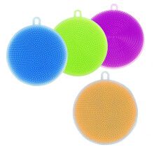4Pcs Silicone Dishwashing Brush, Food Grade Antibacterial Kitchen Silicone Sponge for Dishwashing, Used for Washing Vegetables, Fruits and Dishes