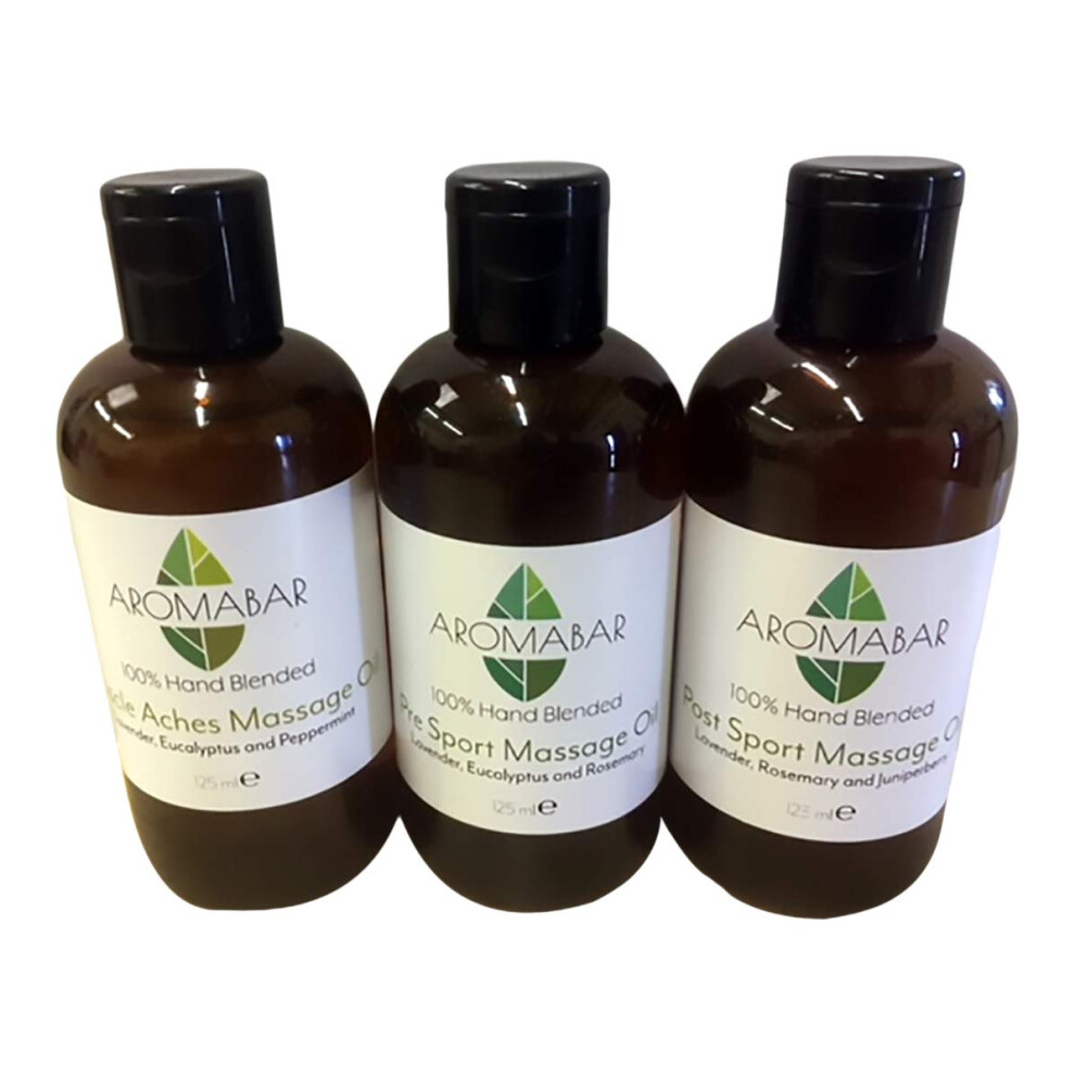 Aromabar Muscle Aches & Sports Massage Oil Gift Set 3 X 125Ml Boxed Pre-Blended 100% Natural Ingredients