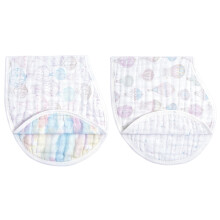 Burpy Baby Bib, 100% organic cotton muslin, 4 Layer Multi Use Burping Cloth, Super Soft & Absorbent Burp Rag for Infants, Newborns and Toddlers, 2
