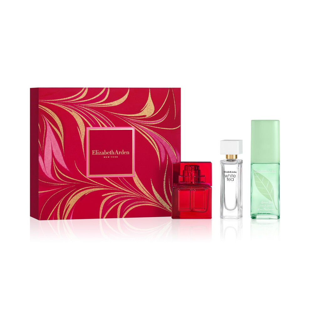 Elizabeth Arden Red/Green/White Fragrance Coffret Door, Tea And Tea 3-Piece Set, Fragrance Gifting, For Women