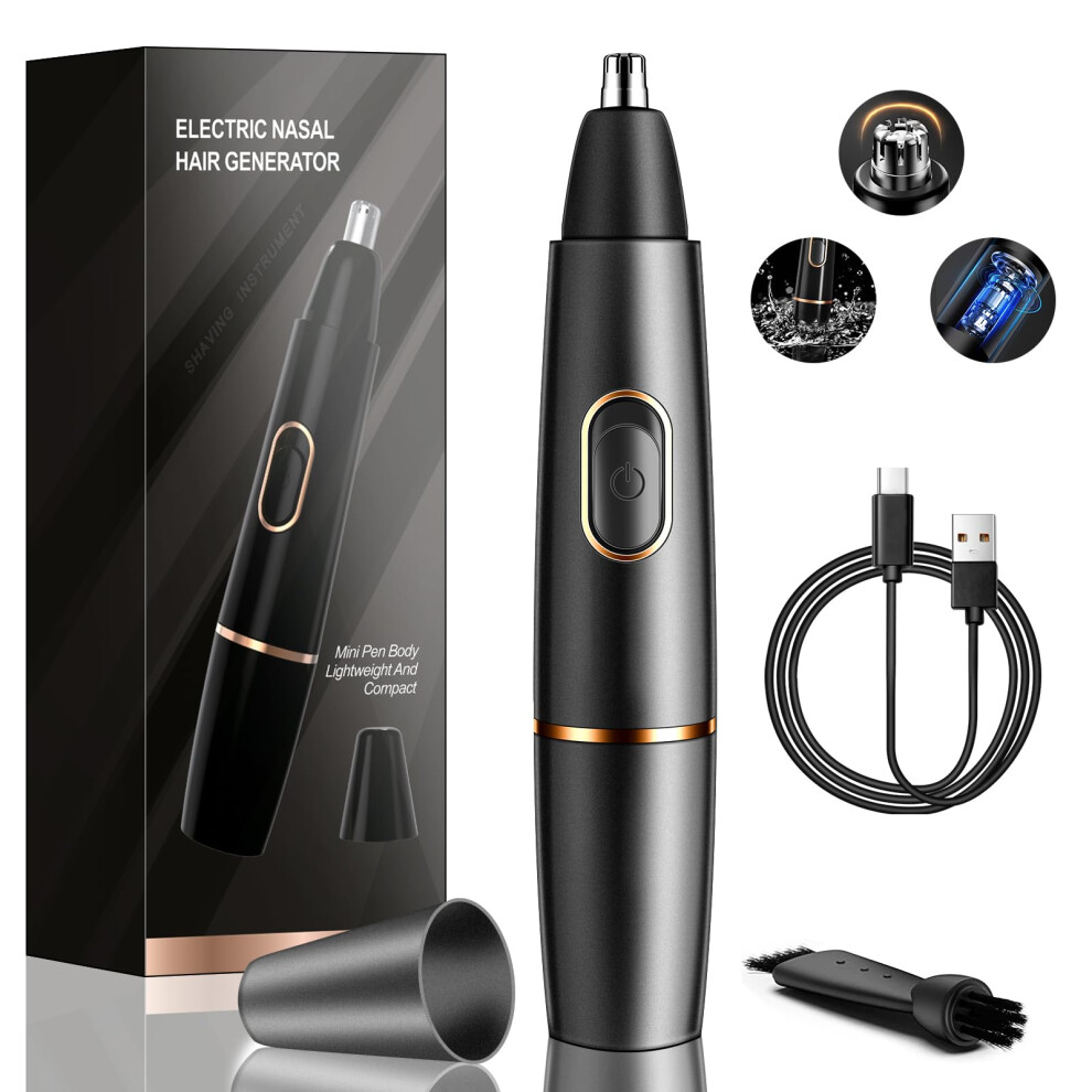 Nose Hair Trimmer For Men, USB Rechargeable Metal Nose And Ear Hair Trimmer, IPX8 Waterproof Nasal Trimmer For Men And Women, Portable Low Noise Nose