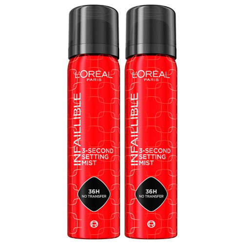 L’Oréal Paris L'Oréal Paris Infaillible Setting Spray for Face Makeup 3-Second Setting Mist 36H No-Transfer Waterproof Lightweight Quick-Drying Formula Sweat and
