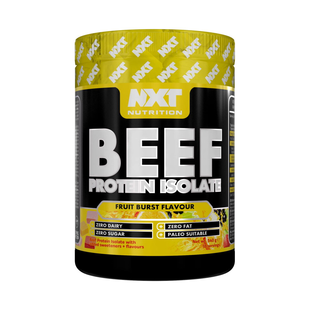 Nxt Nutrition Nxt Beef Protein Isolate 540G - High Protein Powder In Natural Amino Acids - Paleo, Keto Friendly - Dairy And Gluten Free | 540G (Fruit Burst)