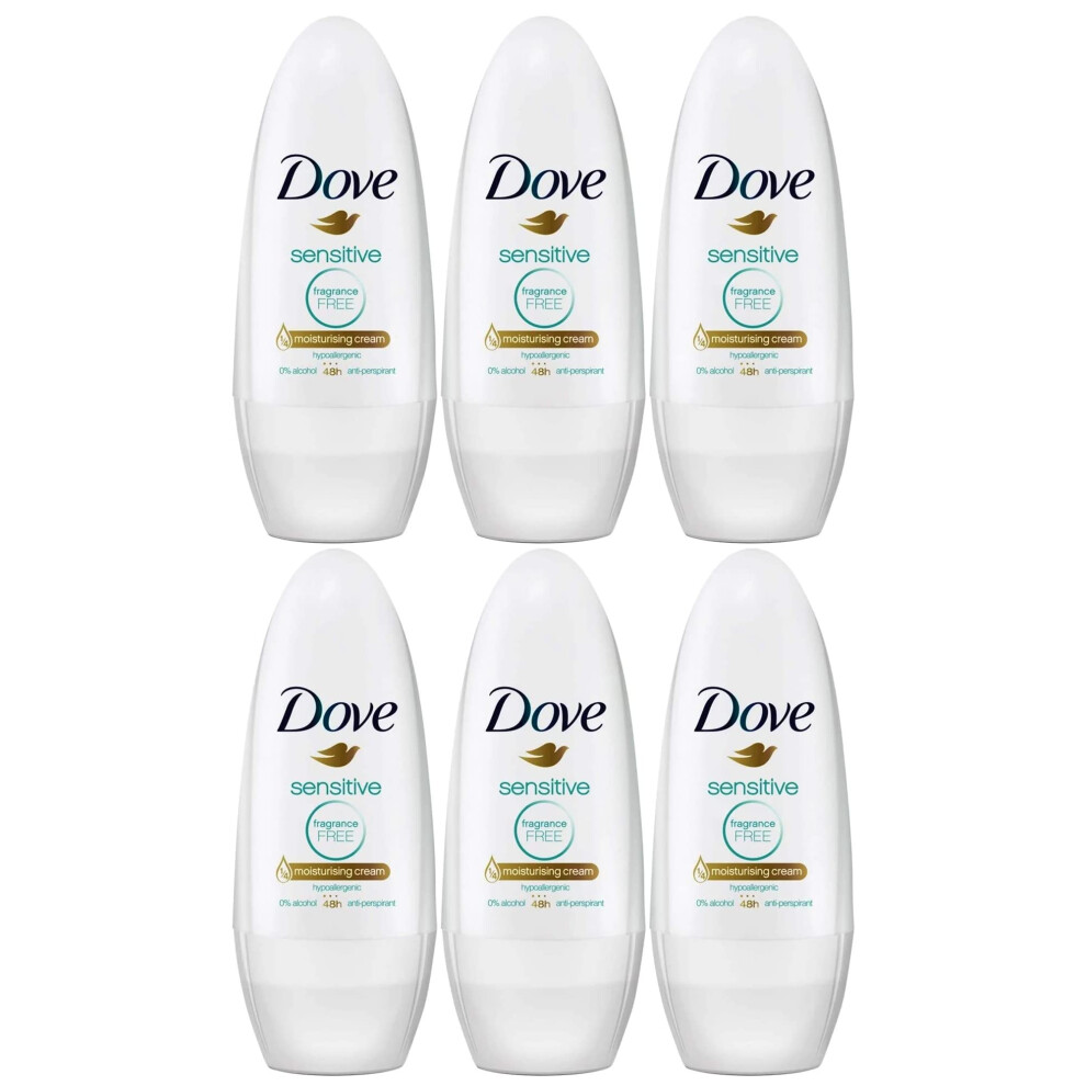 6 x Dove 48H protection Anti-perspirant Roll On 50 ml - Sensitive