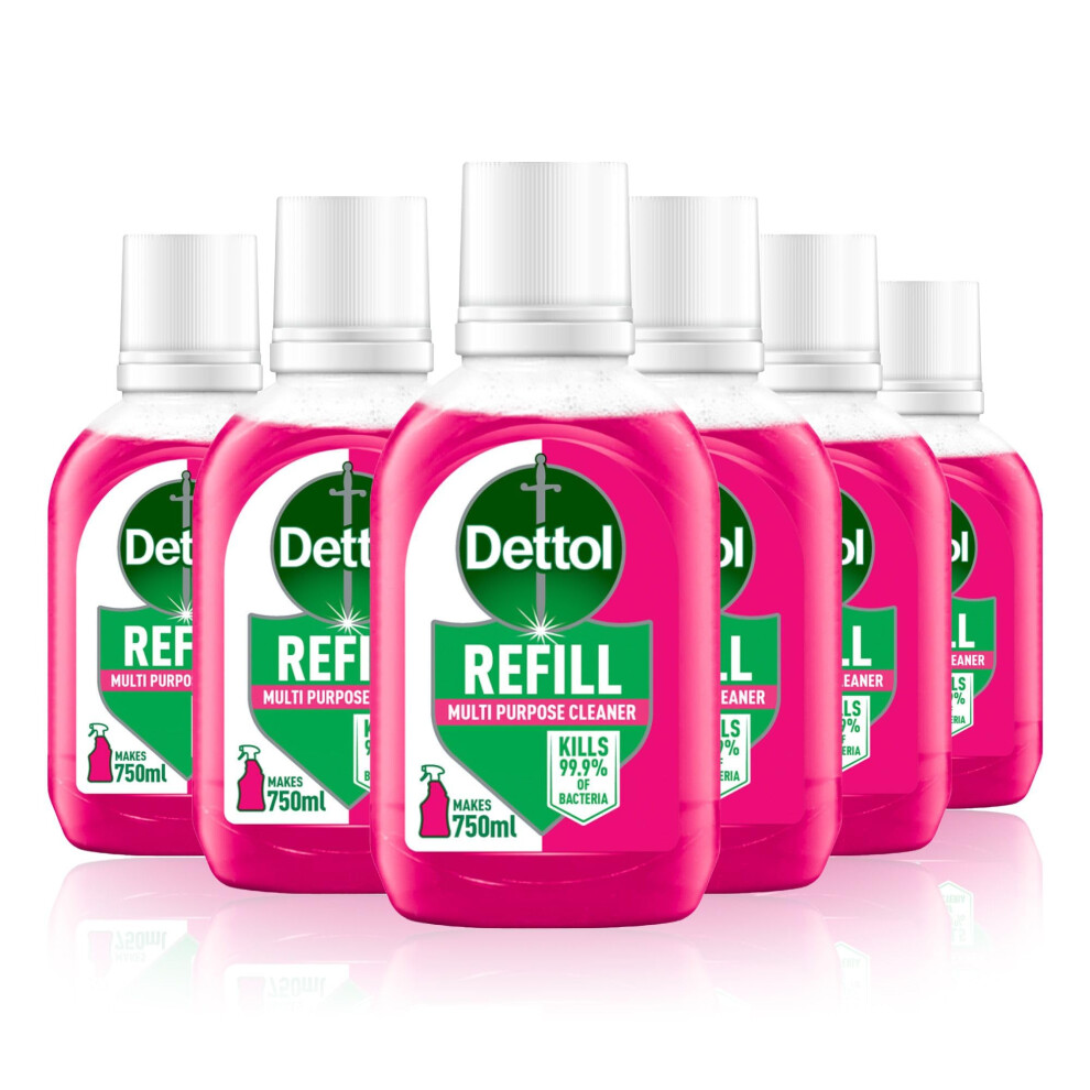 Refill Multi Surface Spray, Pomegranate, Multipack of 6 X 50ml, Total 300ml, Makes 750ml Per Refill, Antibacterial Surface Cleaner Spray,