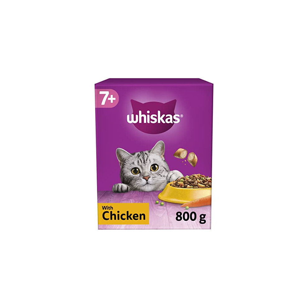 7+ Chicken Pack of 5 x 800 g Bags, Senior Cat Dry Food