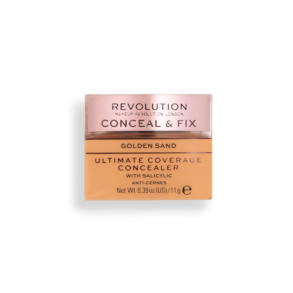 Revolution Beauty London Golden Conceal And Fix, Ultimate Coverage, Concealer, Sand, 11G