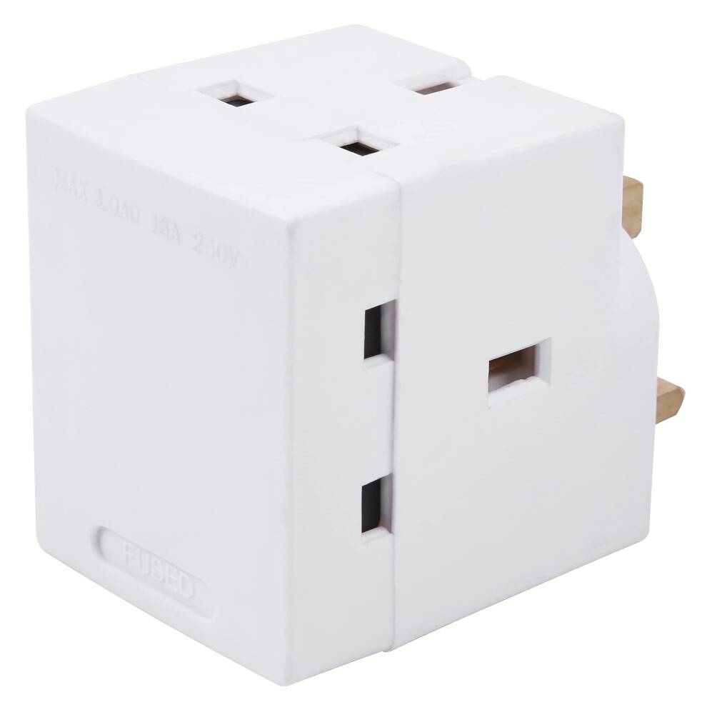PRO-ELEC SL675 3 Way 13Amp Socket Adapter - 3 Plug Sockets, White