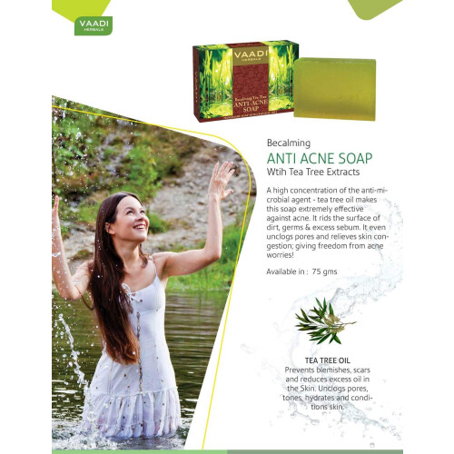 Sapone anti-acne Vaadi Herbals Becalming Tea Tree Therapy 75 g x 6 2