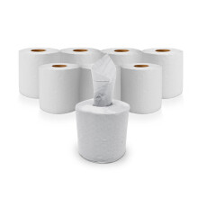 Pack of 12 White Centre Feed 2ply Paper Tissue Rolls | Highly Used for Home, Office, Kitchen, Warehouse, Bathroom, Garage | Embossed Pattern Hand