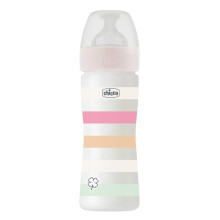 Chicco Biberon Benessere 250ml - Tettino in silicone - flusso medio - 2m+ Bianco