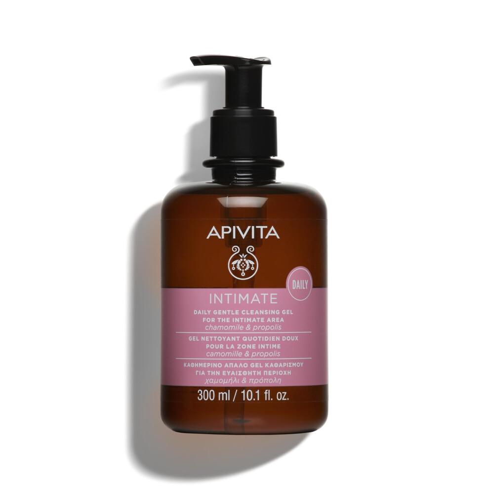 Apivita Intimate Gentle Daily Feminine Wash 300Ml - Chamomile, Propolis And Aloe Vera Juice - Natural Sulfate Free, Ph-Balanced Cleanser, Gynecologist Tested