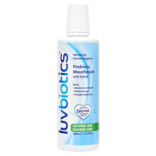 Luv Biotics Enxaguante bucal sem flor com probiticos orais Xilitol e Aloe Vera - 500ml