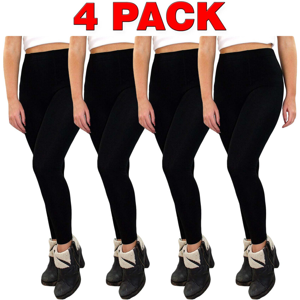 (Black - 4 Pack, M - L) 2/3/4 Pack Ladies Thermal Leggings Footless