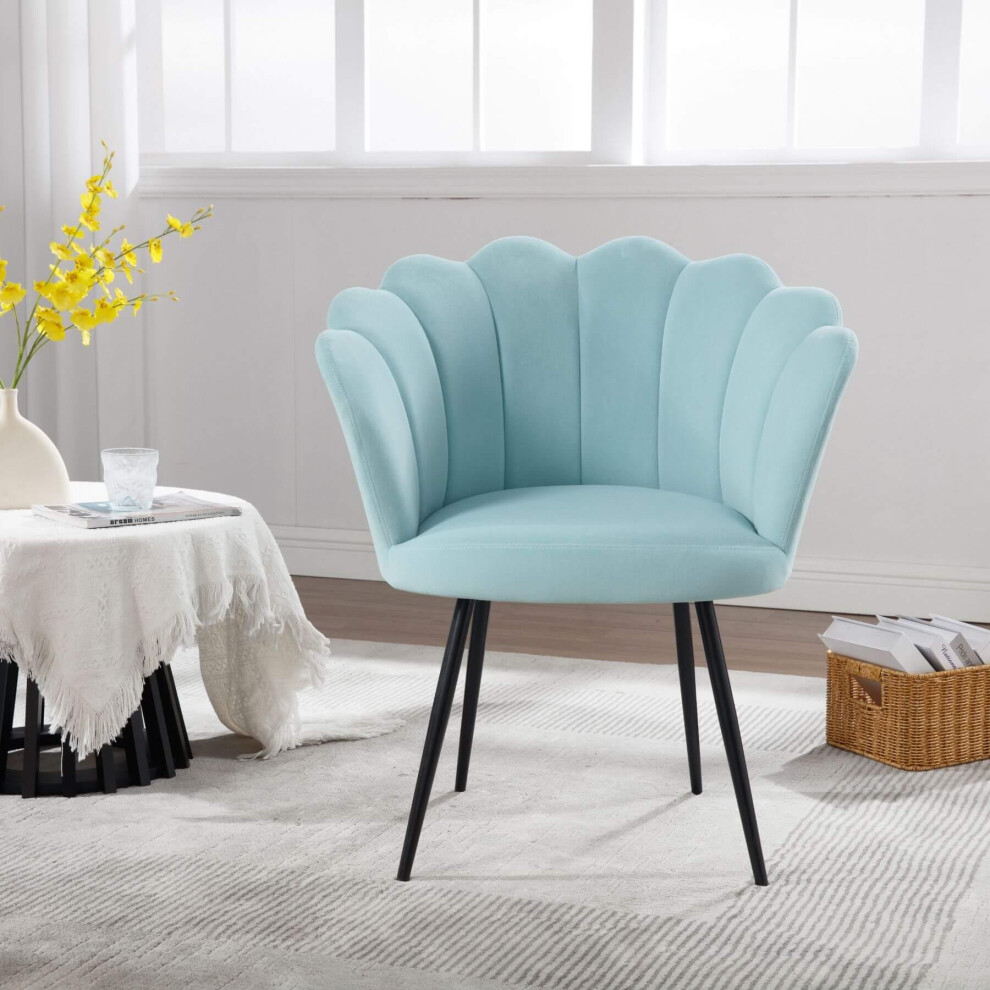 (Teal) Elegant Round Scallop Chair Compact And Stylish